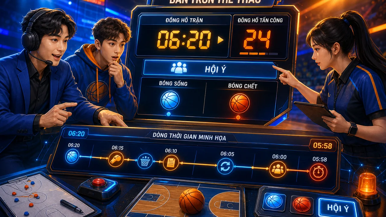 Đọc bảng điểm như chuyên gia: go8 game bóng rổ, cách đọc đồng hồ tấn công và thời gian trận