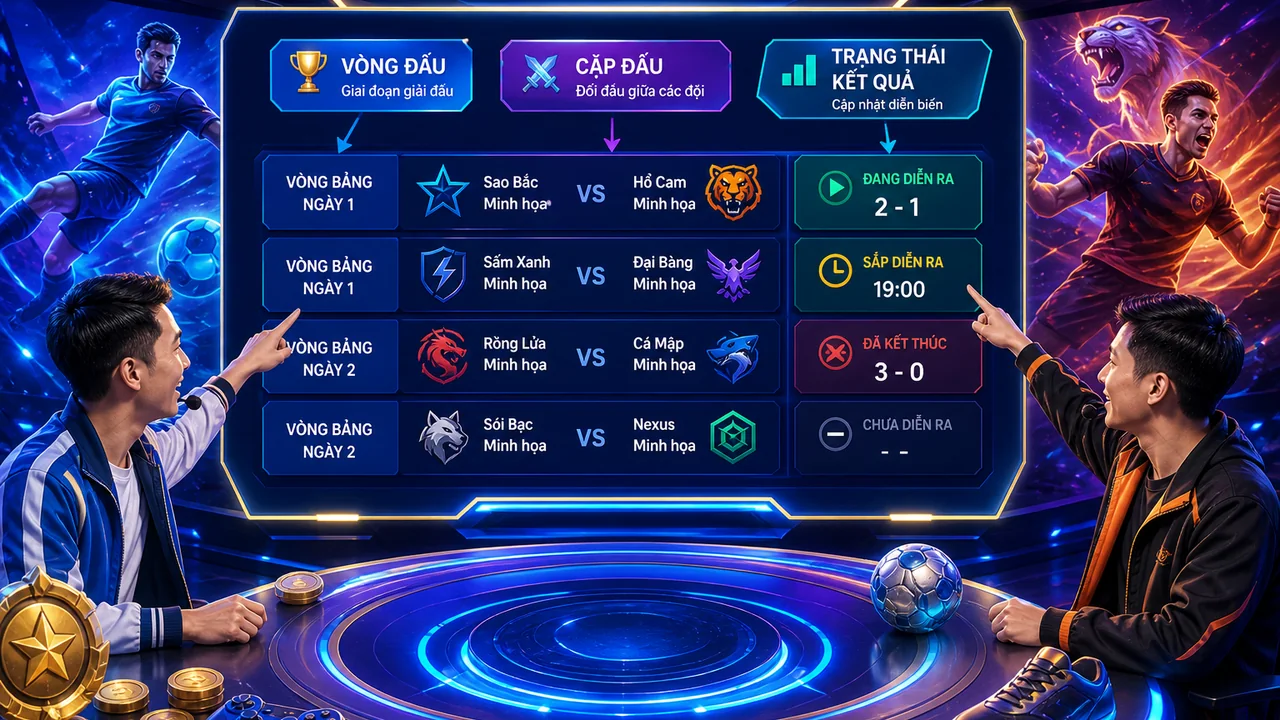 Cách đọc bảng đấu mô phỏng: hướng dẫn game thể thao điện tử go8 cho người mới